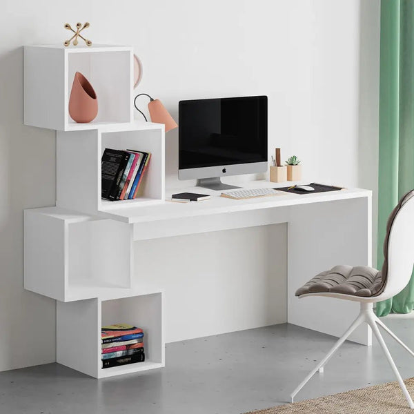 Decortie Balance Modern Desk With Shelves 153.5cm