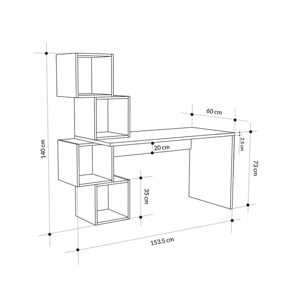 Decortie Balance Modern Desk With Shelves 153.5cm