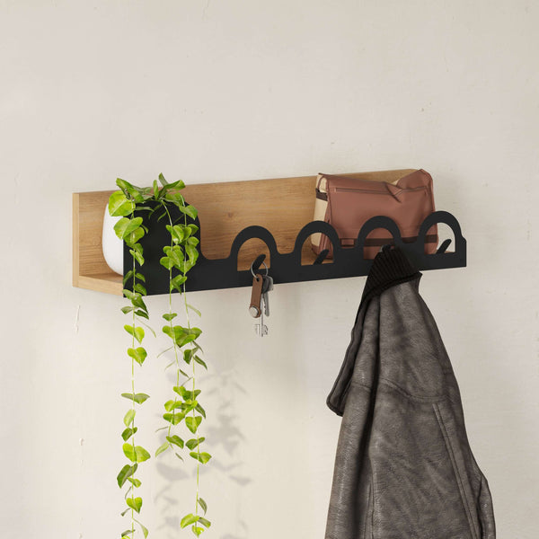 Decortie Liora Modern Hanger Shelf With 4 Hooks