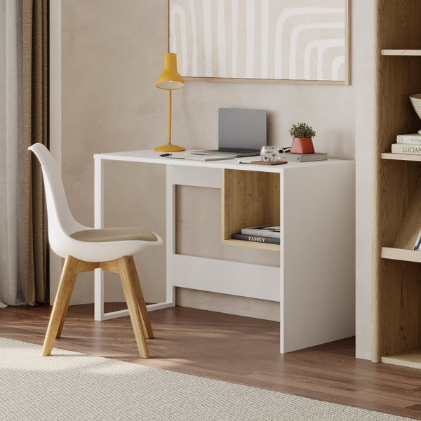 Decortie Model 4 Working Table - White / Oak / White / Oak