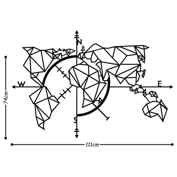 Decortie WORLD MAP METAL DECOR 2 - BLACK