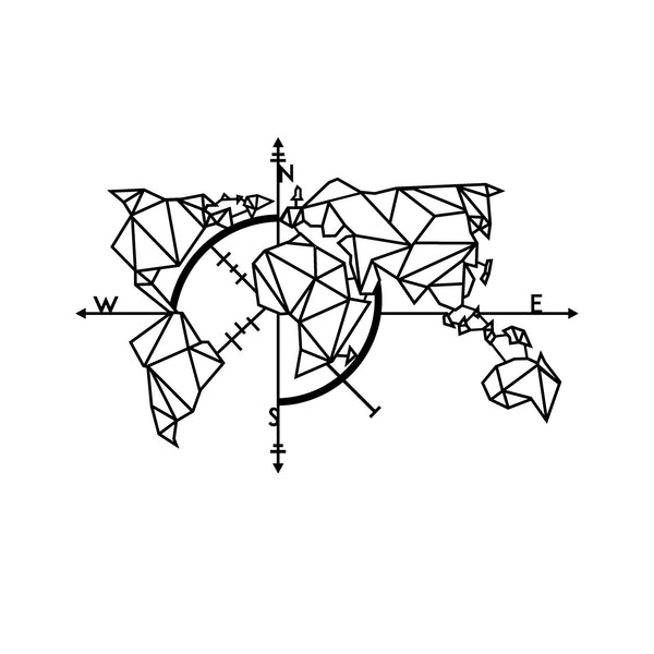 decortie WORLD MAP METAL DECOR 2 - BLACK