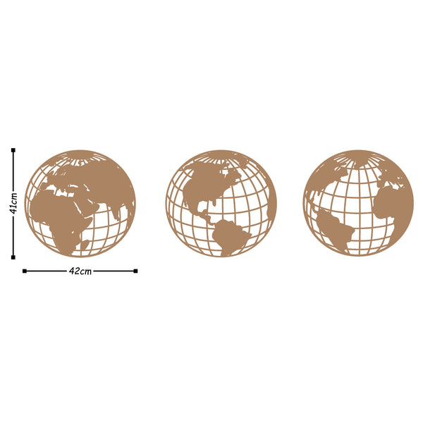Decortie WORLD MAP METAL DECOR 3 - COPPER