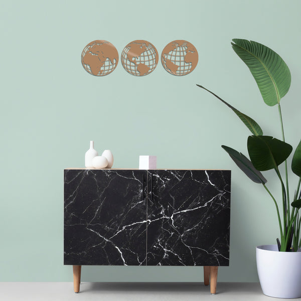 decortie WORLD MAP METAL DECOR 3 - COPPER