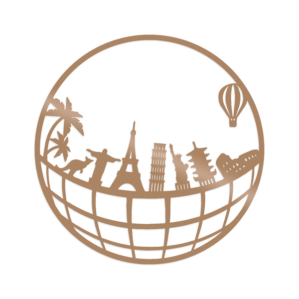 Decortie WORLD MAP METAL DECOR 5 - COPPER