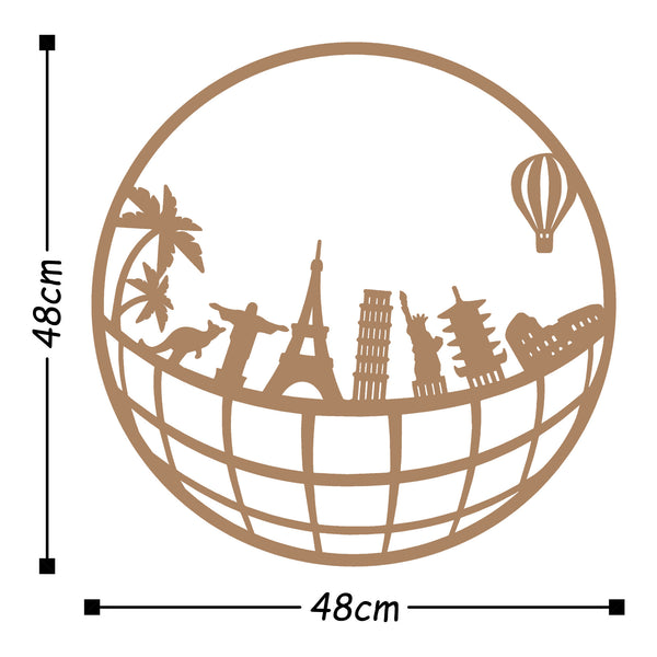 Decortie WORLD MAP METAL DECOR 5 - COPPER