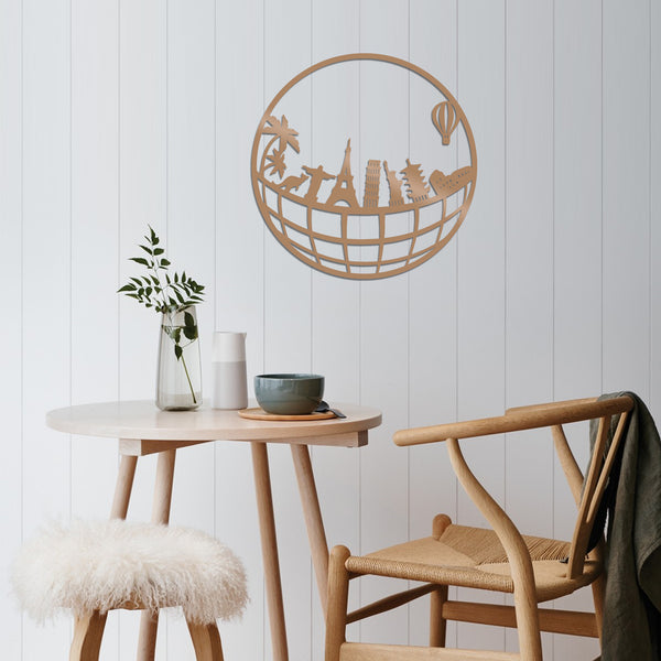 decortie WORLD MAP METAL DECOR 5 - COPPER