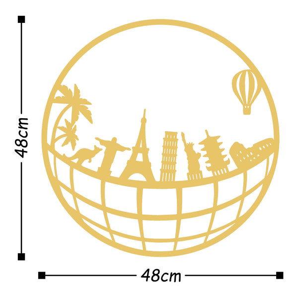 Decortie WORLD MAP METAL DECOR 5 - GOLD