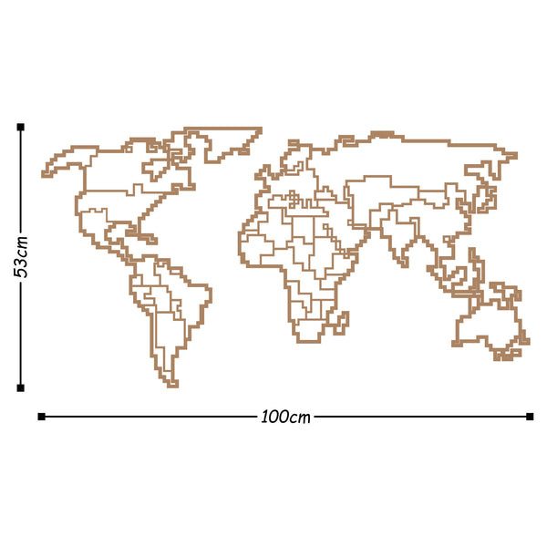 Decortie WORLD MAP METAL DECOR 6 - COPPER