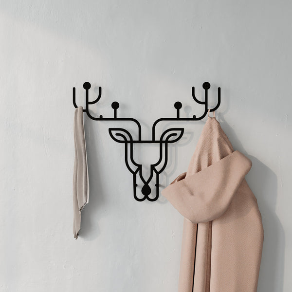 Decortie Deer Theme Modern Metal Wall Hanger With Hooks Wall Mounted