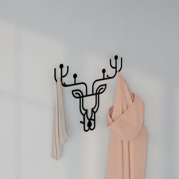 Decortie Deer Theme Modern Metal Wall Hanger With Hooks Wall Mounted