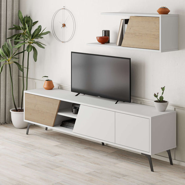 Decortie Fiona Modern Tv Unit With Storage Wall Shelf 180cm
