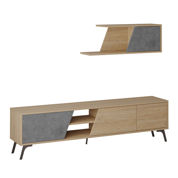 Decortie Fiona Modern Tv Unit With Storage Wall Shelf 180cm