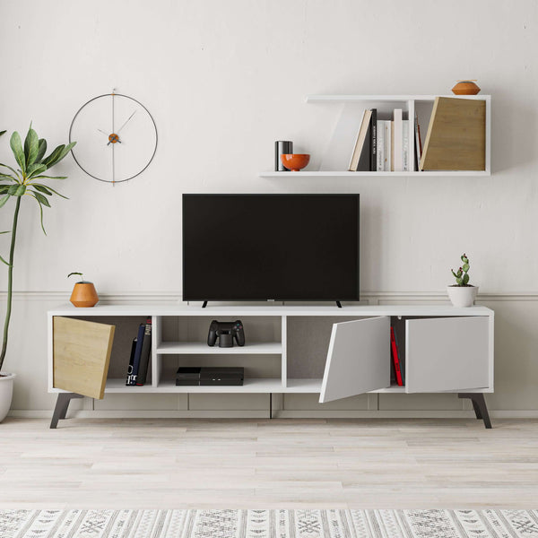 Decortie Fiona Modern Tv Unit With Storage Wall Shelf 180cm