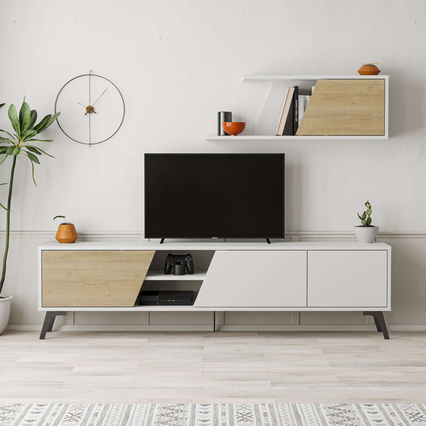 decortie Fiona Modern Tv Unit With Storage Wall Shelf 180cm