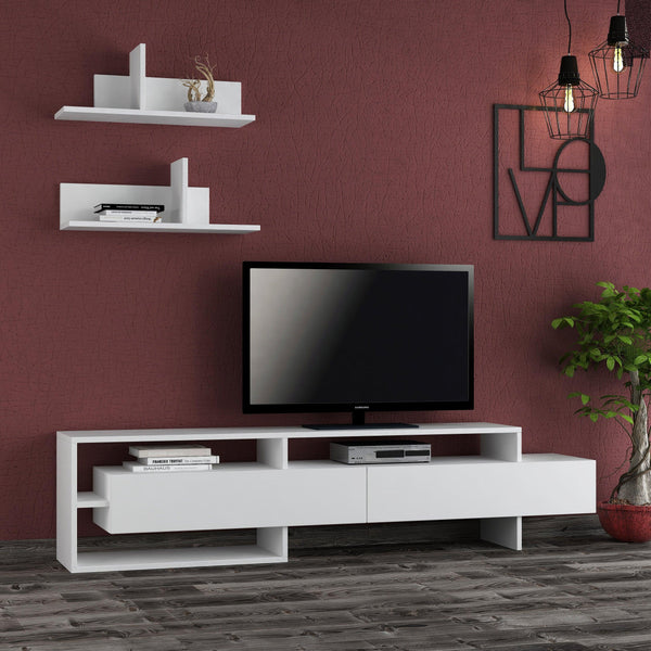 decortie Gara Modern Tv Unit With Storage And Wall Shelf 180cm