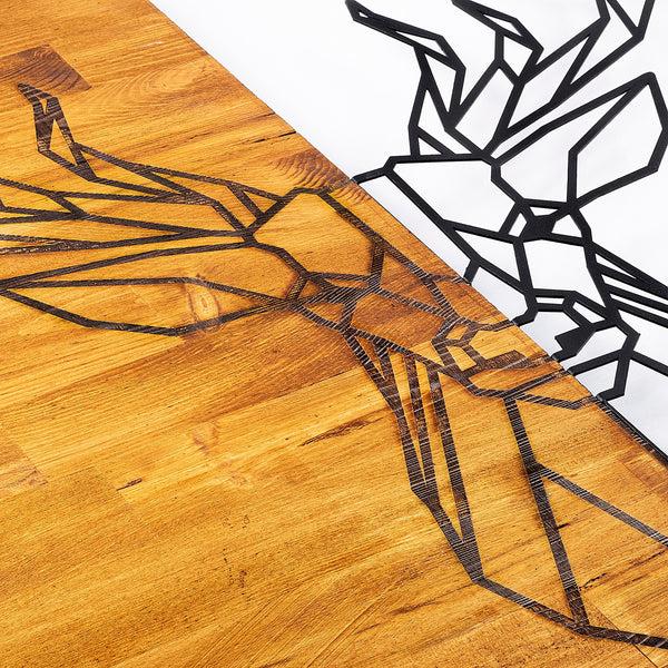 Decortie Geometric Deer Head Metal Wall Art On Rustic Wood