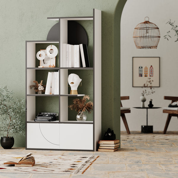 Decortie Half Modern Bookcase Display Unit Tall 165cm