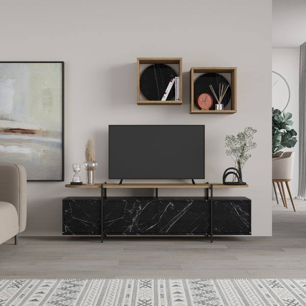Decortie Hanley Modern Tv Unit With Wall Storage Unit 160cm