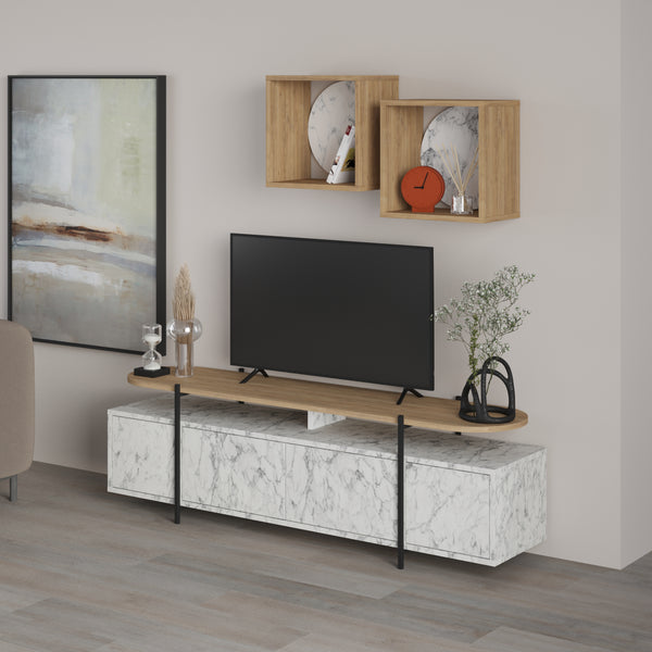 Decortie Hanley Modern Tv Unit With Wall Storage Unit 160cm