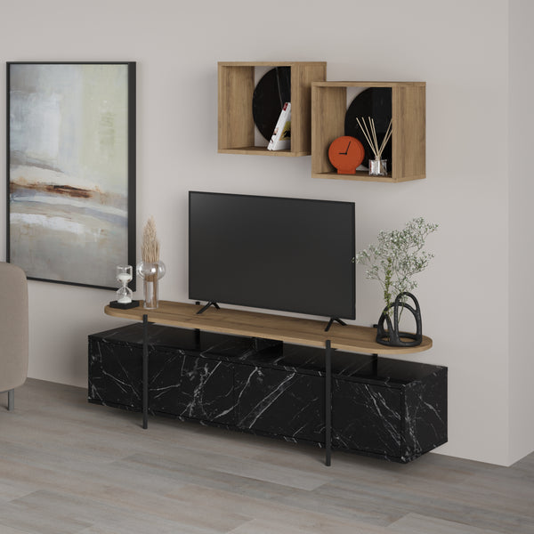Decortie Hanley Modern Tv Unit With Wall Storage Unit 160cm