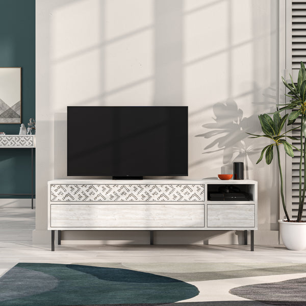 Decortie Heaton Modern TV Stand Multimedia Centre TV Unit With Storage Cabinet 144.6cm