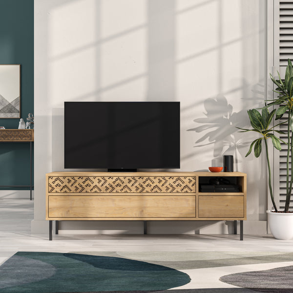 Decortie Heaton Modern TV Stand Multimedia Centre TV Unit With Storage Cabinet 144.6cm