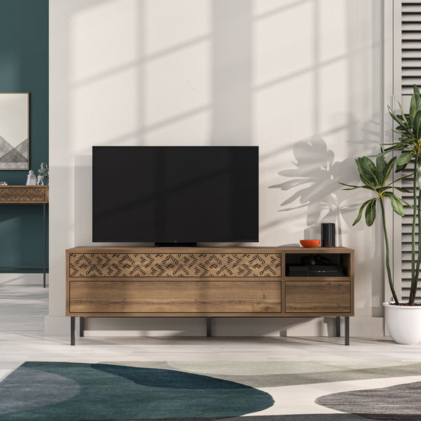 decortie Heaton Modern TV Stand Multimedia Centre TV Unit With Storage Cabinet 144.6cm