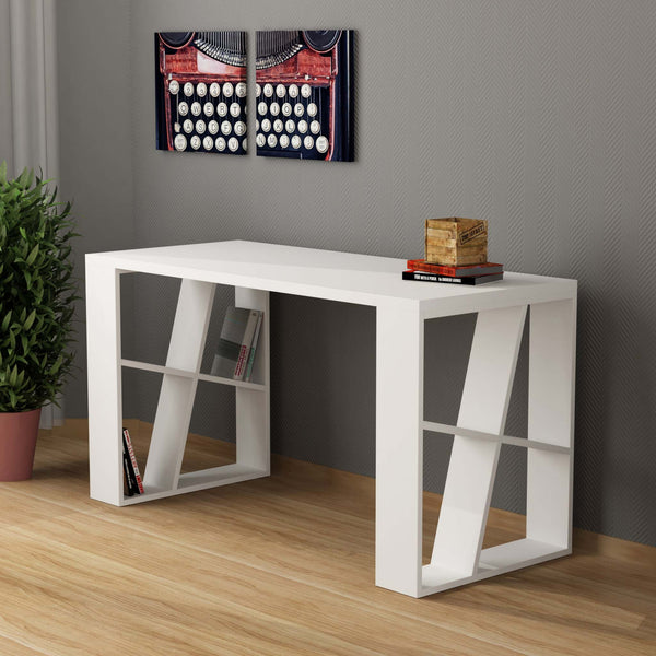 decortie Honey Modern Desk With Bookshelf Legs Width 137cm