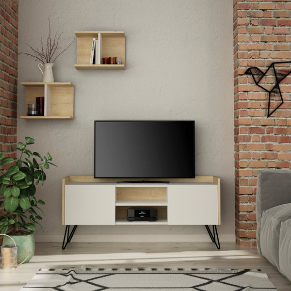 Decortie Klappe Modern TV Stand With Storage And Wall Shelf 126 Cm