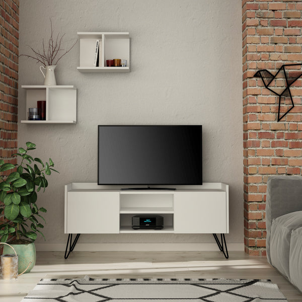 Decortie Klappe Modern TV Stand With Storage And Wall Shelf 126 Cm