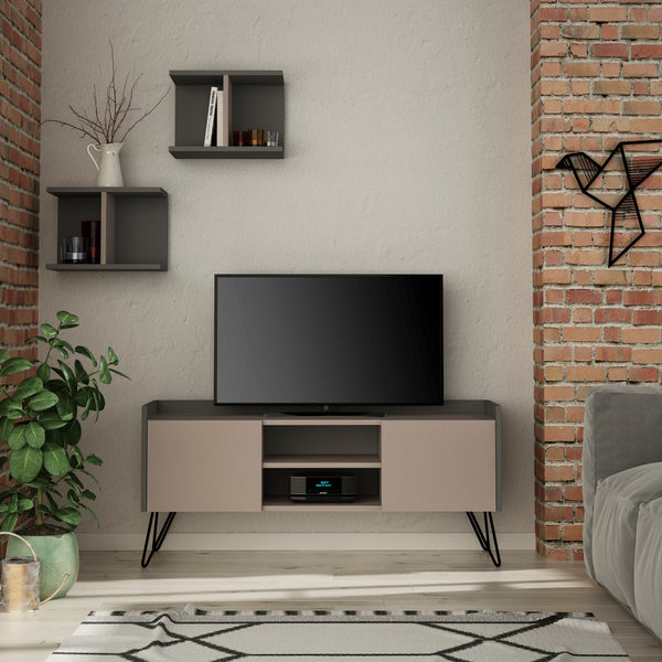 Decortie Klappe Modern TV Stand With Storage And Wall Shelf 126 Cm