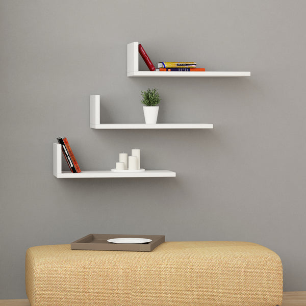 decortie L Shape Modern Floating Shelf Mocha Grey 14cm Short