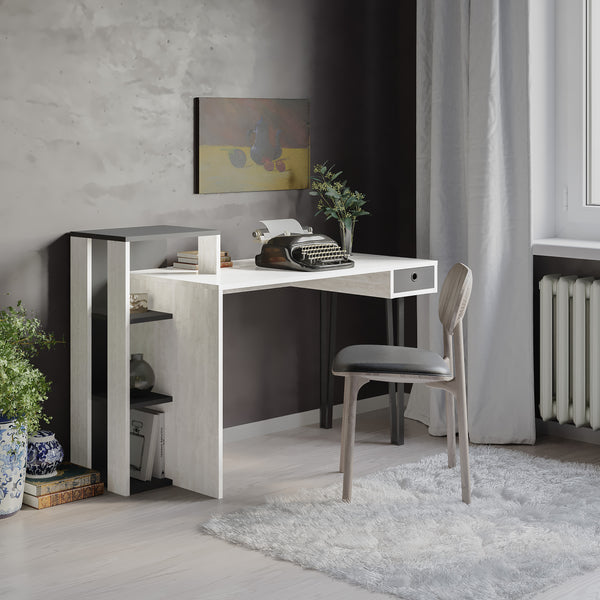 decortie Loyd Study Desk With Drawer And Bookshelves Width 141cm
