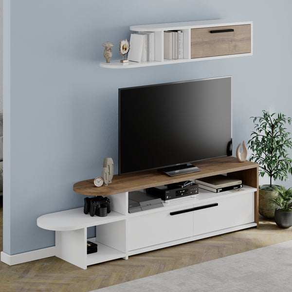 Decortie Lyra Modern TV Stand With Wall Shelves 167cm