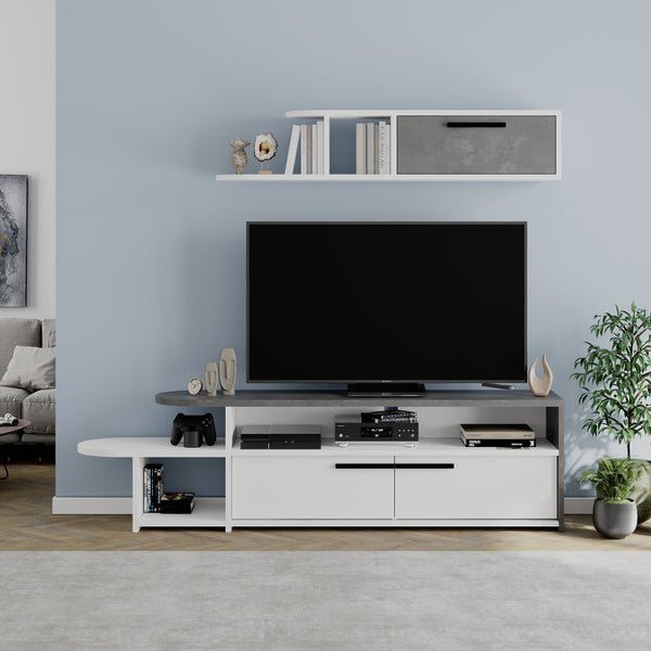 Decortie Lyra Modern TV Stand With Wall Shelves 167cm