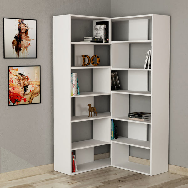 Decortie Molly Modern Corner Multipurpose Bookcase Display Unit No.4 Tall 179 Cm