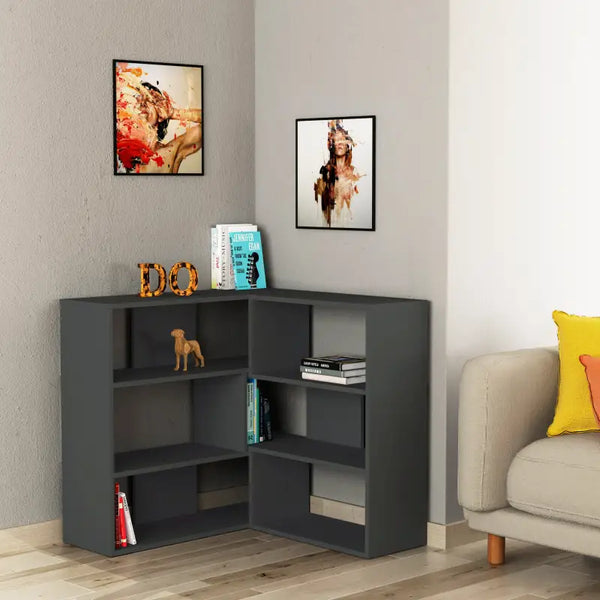 Decortie Molly Modern Corner Multipurpose Bookcase Display Unit Room Separator No.3 Short 89cm