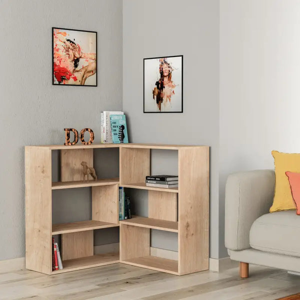 decortie Molly Modern Corner Multipurpose Bookcase Display Unit Room Separator No.3 Short 89cm