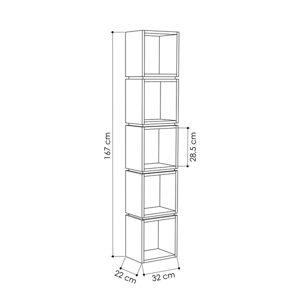 Decortie Multi Modern Bookcase Display Unit Tall 167cm