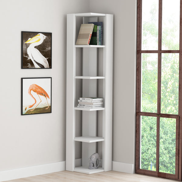decortie Nati Modern Corner Bookcase Display Unit Tall 161cm