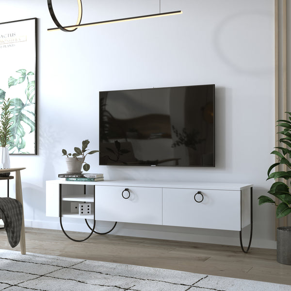 Decortie Norfolk Modern TV Stand Multimedia Centre With Storage Cabinet 151 Cm