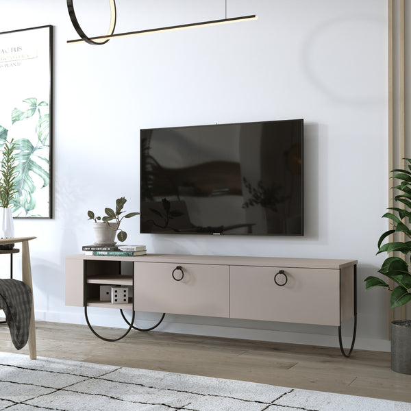 Decortie Norfolk Modern TV Stand Multimedia Centre With Storage Cabinet 151 Cm