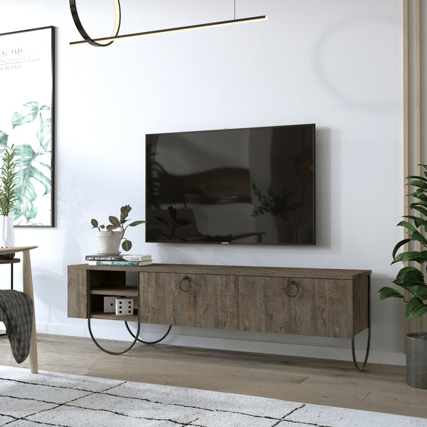 Decortie Norfolk Modern TV Stand Multimedia Centre With Storage Cabinet 151 Cm