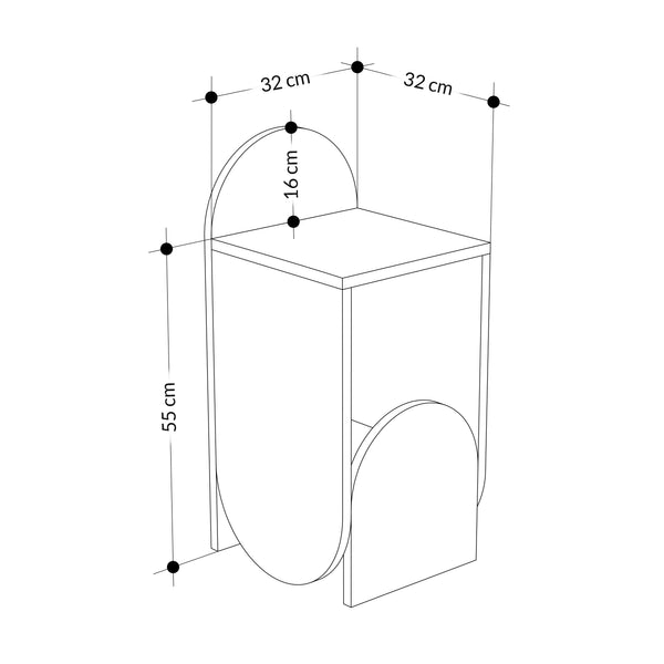 Decortie Nun Modern Bedside Table Bedroom Furniture Width 48cm