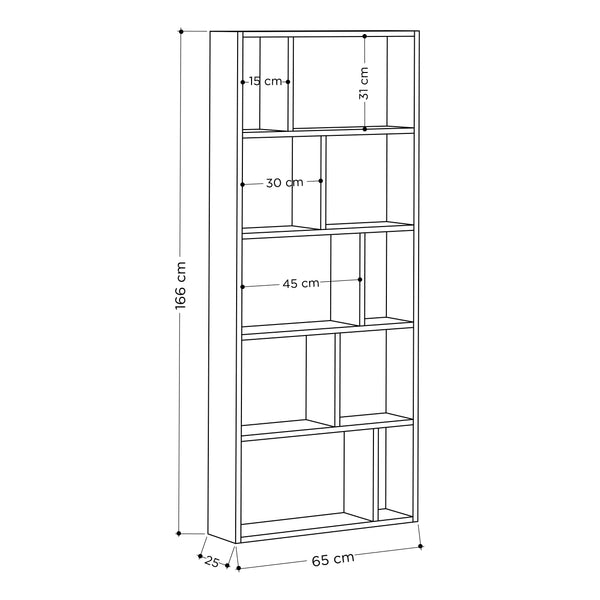 Decortie Onda Modern Bookcase Display Unit Tall 166cm