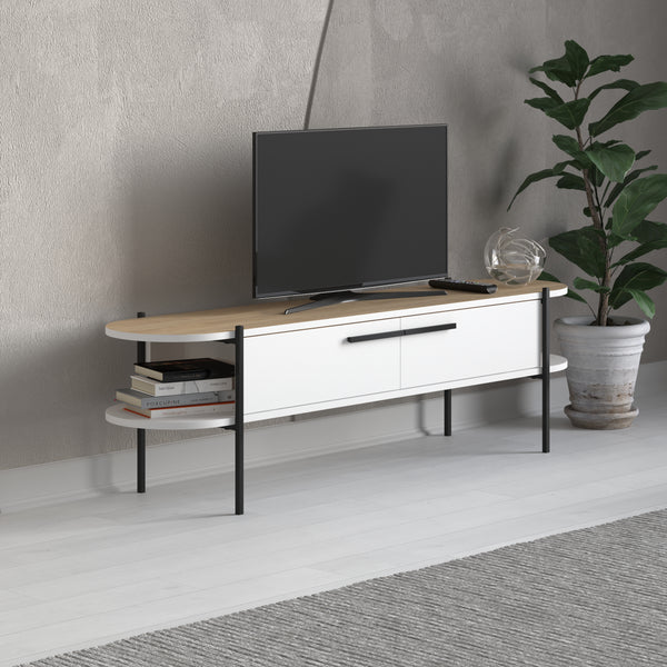 Decortie Otis Modern TV Stand Multimedia Centre Metal Leg Storage 160cm