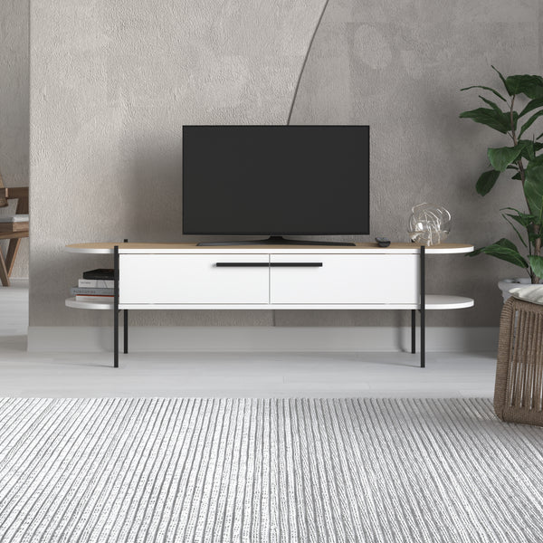 Decortie Otis Modern TV Stand Multimedia Centre Metal Leg Storage 160cm