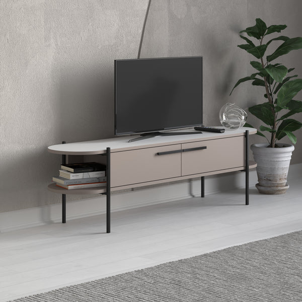 Decortie Otis Modern TV Stand Multimedia Centre Metal Leg Storage 160cm