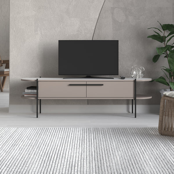 decortie Otis Modern TV Stand Multimedia Centre Metal Leg Storage 160cm
